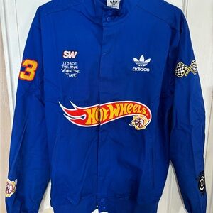 Adidas x Sean Wotherspoon Blue Hot Wheels Varsity Jacket.